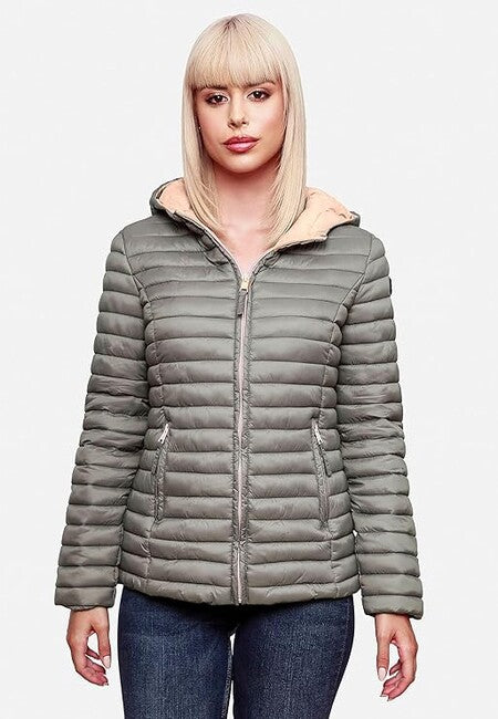 Marikoo Asraa damen übergangsjacke mit kapuze, grau