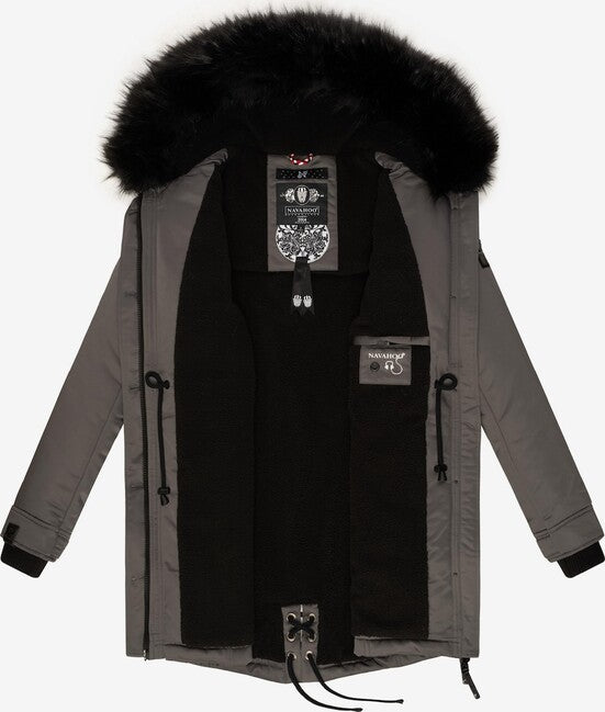 Navahoo Luluna Princess damen Winterjacke mit Kapuze, dunkelgrau