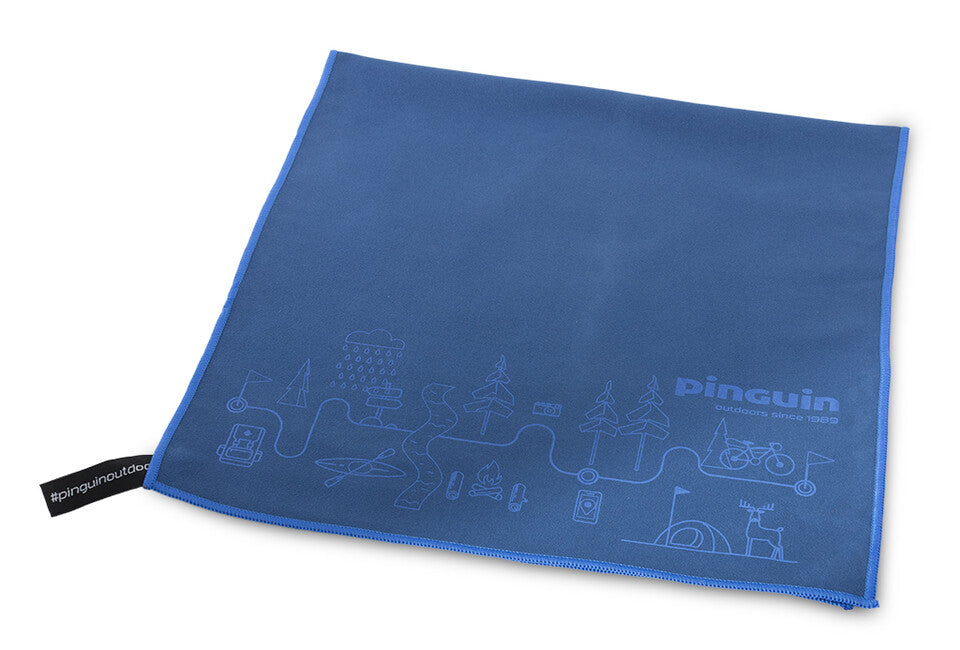 Pinguin Micro Handtuch Karte 75 x 150 cm blau