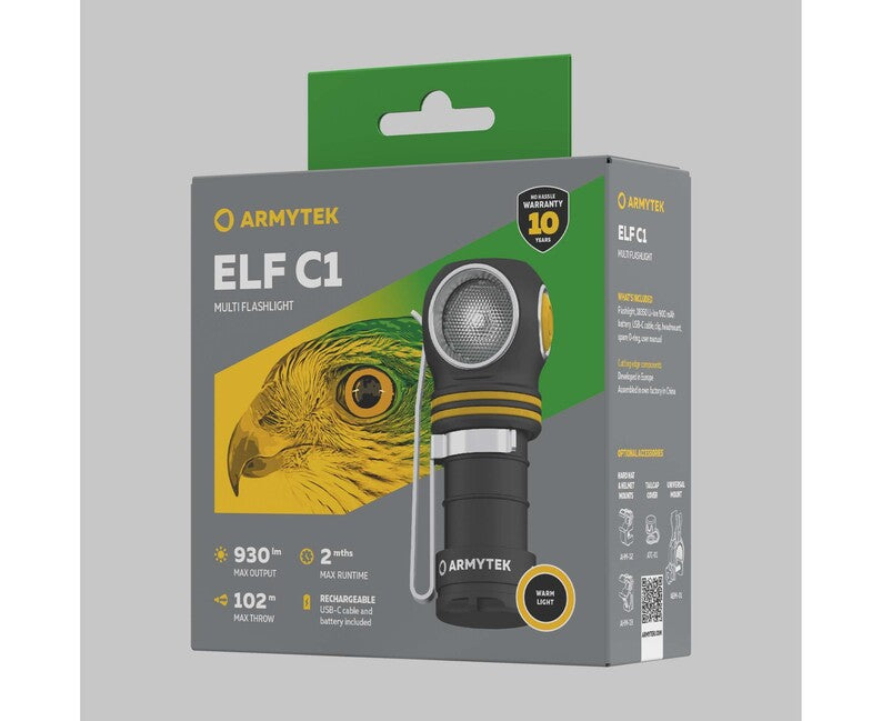 Armytek Elf C1 USB-C Headlamp 930 lm, Warm White