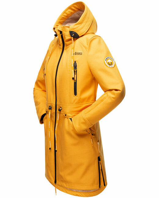 Marikoo Racquelle damen softshelljacke mit kapuze, bernsteingelb