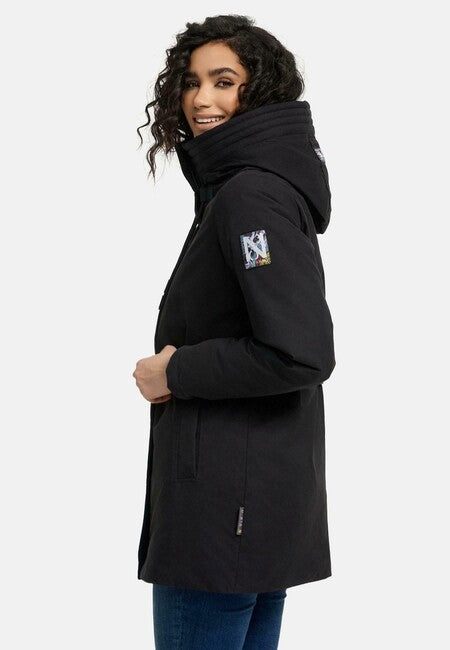 Navahoo Eishauch damen Winterparka mit Kapuze, schwarz