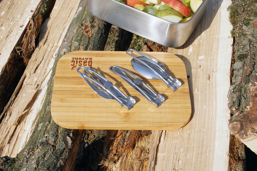 BasicNature MiniTrek edelstahl-klappbesteck-set mit nylon-tasche