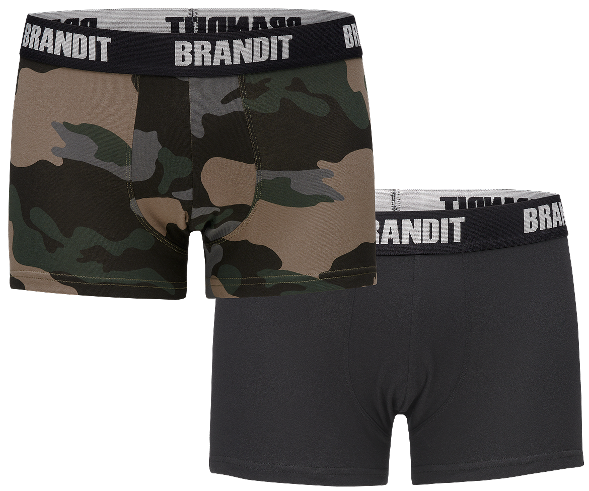 Brandit pánske boxerky set 2ks, darkcamo-čierne