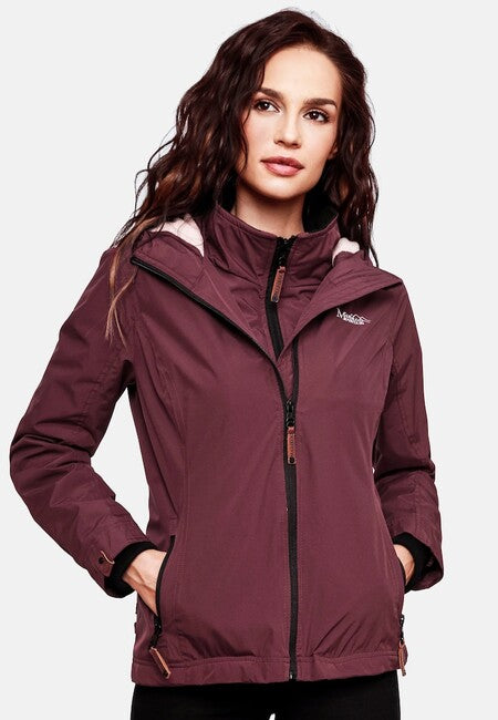 Marikoo damen Übergangsjacke mit Kapuze Erdbeere, bordeauxrot