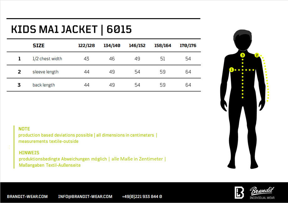 Brandit MA1 kinderjacke, schwarz