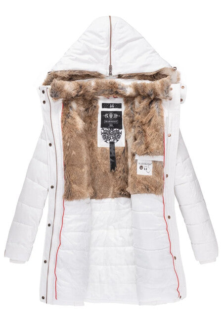 Marikoo Lieblings Jacke damen-winterjacke mit kapuze, weiß
