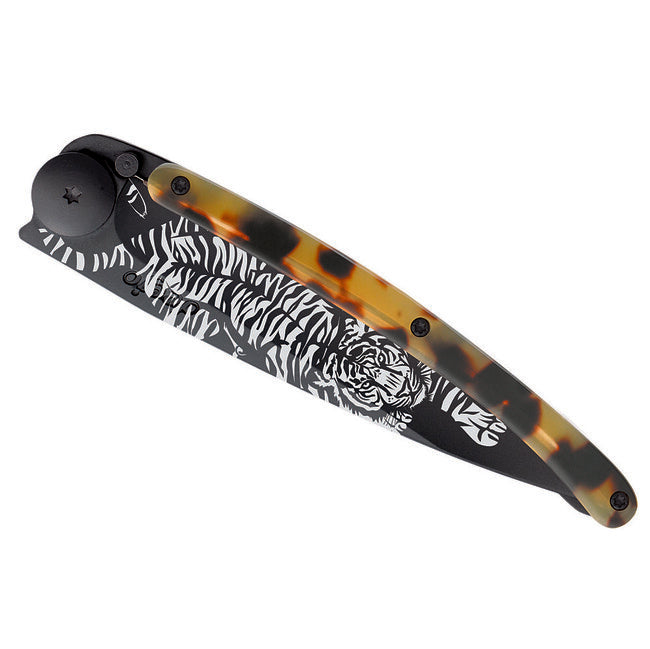 Deejo Tattoo Turtle schließmesser, schwarz turtle shell Tiger