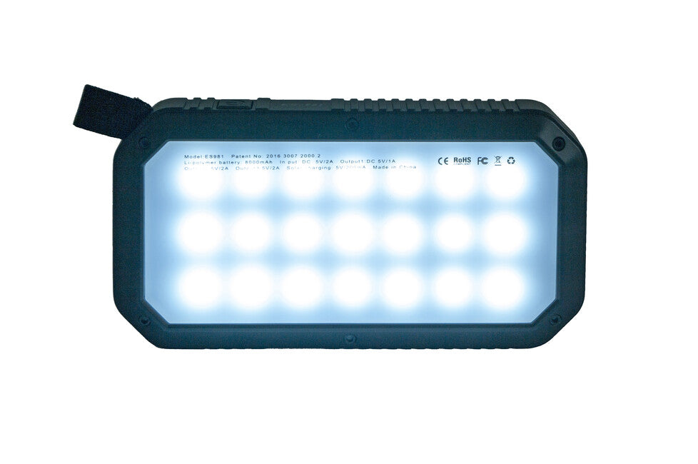 BasicNature 8 Power Bank 8K with Solar Charging and LED Light