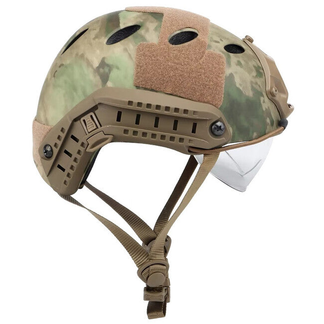 DRAGOWA Tactical Fast PJ Tactical Helmet with Bolt Goggles, CP (uncertified)