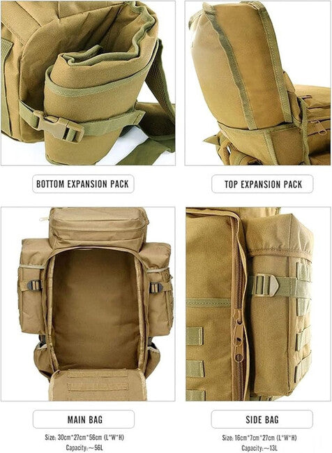 DRAGOWA Tactical Zenith 70L Backpack, CP
