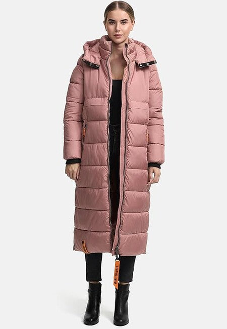 Navahoo Kristallblume damen long winter jacket with hood, pastell lila