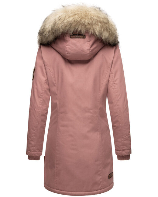 Navahoo Cristal damen Winterjacke mit Kapuze und Fell, dunkelrosa