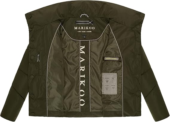 Marikoo Jalliaa damen kurze winterjacke mit hohem kragen , dunkeloliv