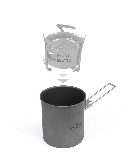 Origin Outdoors Titanium Trekking Topf/Tasse mit Ausguss und Klappgriff Titanium 750 ml