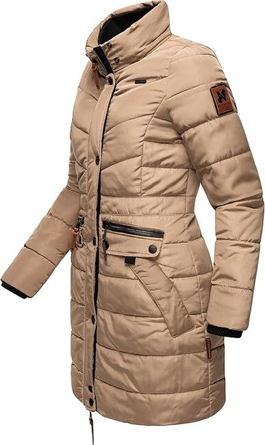 Navahoo Paula damen Winterparka mit Kapuze taupe grau