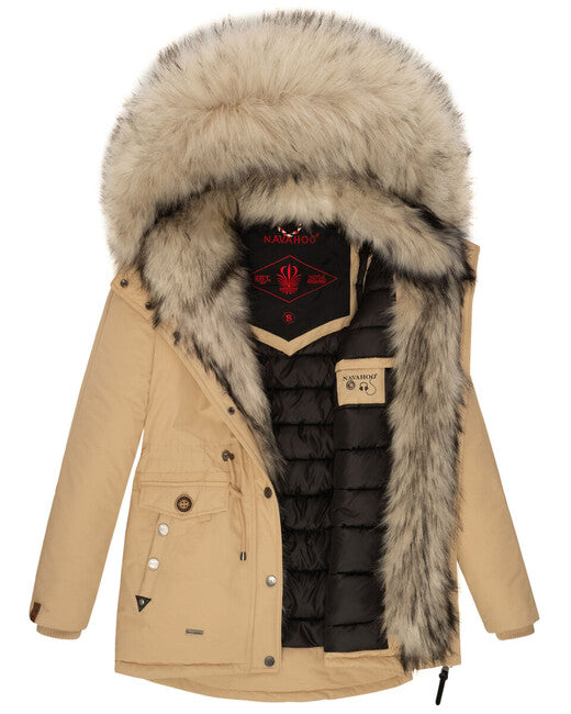 Navahoo Sweety damen Winterparka mit Kapuze beige