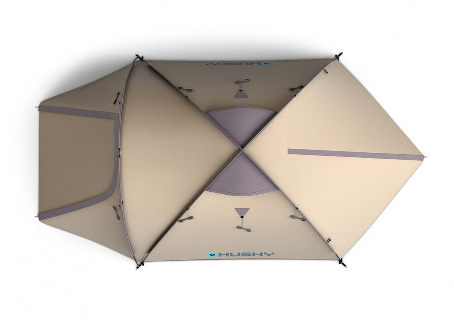 Husky Bizon 3 Plus family trekking tent for 3 persons, light brown