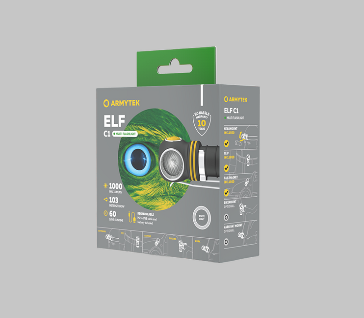 ArmyTek Elf C1 weiße LED-taschenlampe 1000 lm 1440 h 56 g