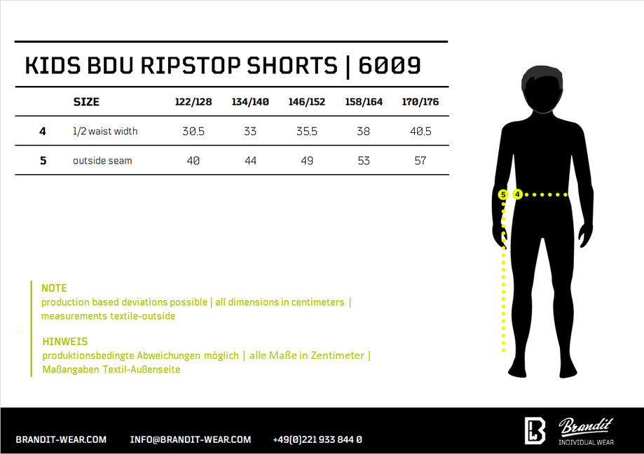Brandit kinder BDU Ripstop Shorts, schwarz