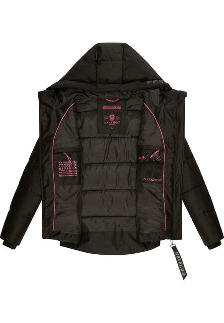 Navahoo Krümelein damen Winterjacke mit Kapuze, schwarz