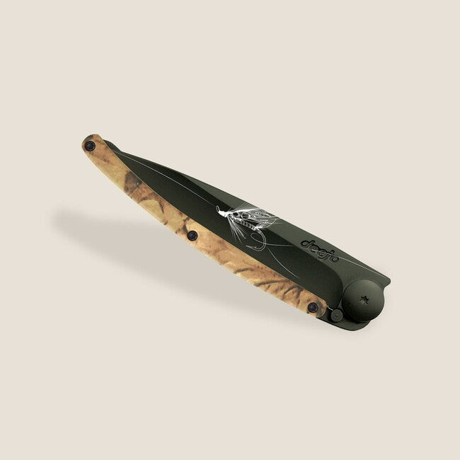 Deejo Tattoo schließmesser silver wilkinson, schwarz braun camo