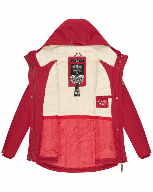 Marikoo Bikoo damen Winterjacke mit Kapuze, dunkelrot