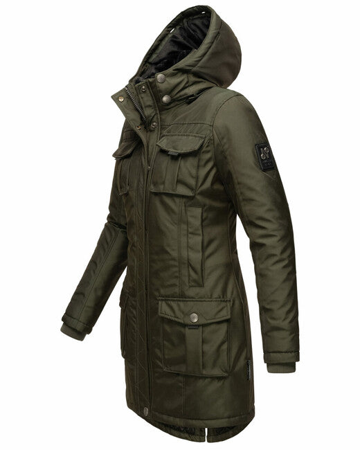 Navahoo Tiniis damen Winterjacke mit Kapuze dunkeloliv