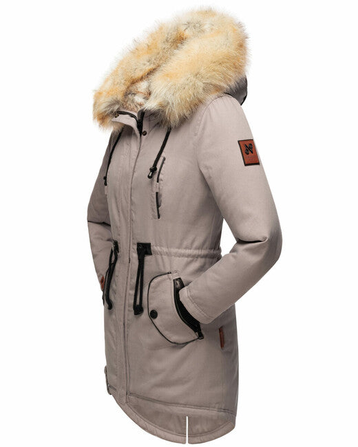 Navahoo Bombii damen Winterjacke mit Fell zinkgrau