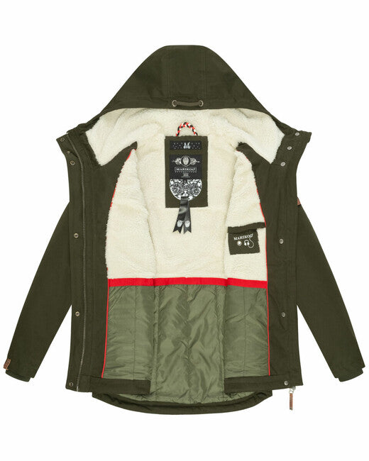 Marikoo Bikoo damen Winterjacke mit Kapuze, oliv