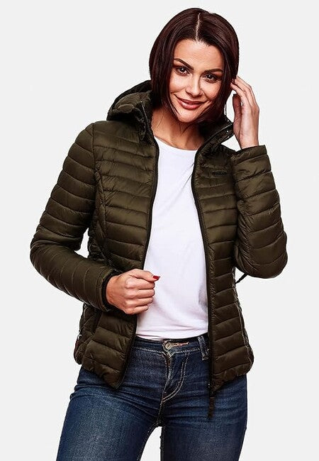 Marikoo Samtpfote damen Übergangsjacke mit Kapuze, oliv