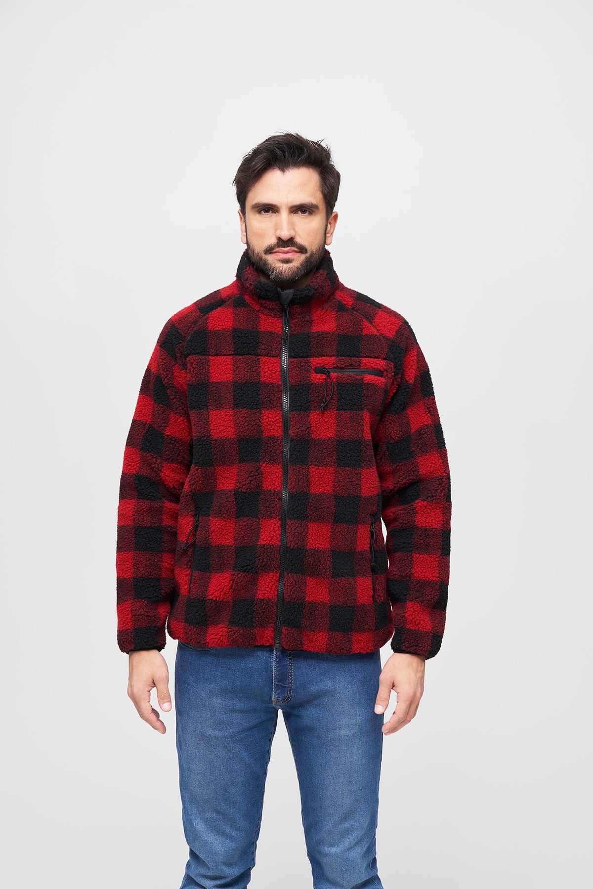 Brandit Teddyfleece bunda flísová, červená/čierna