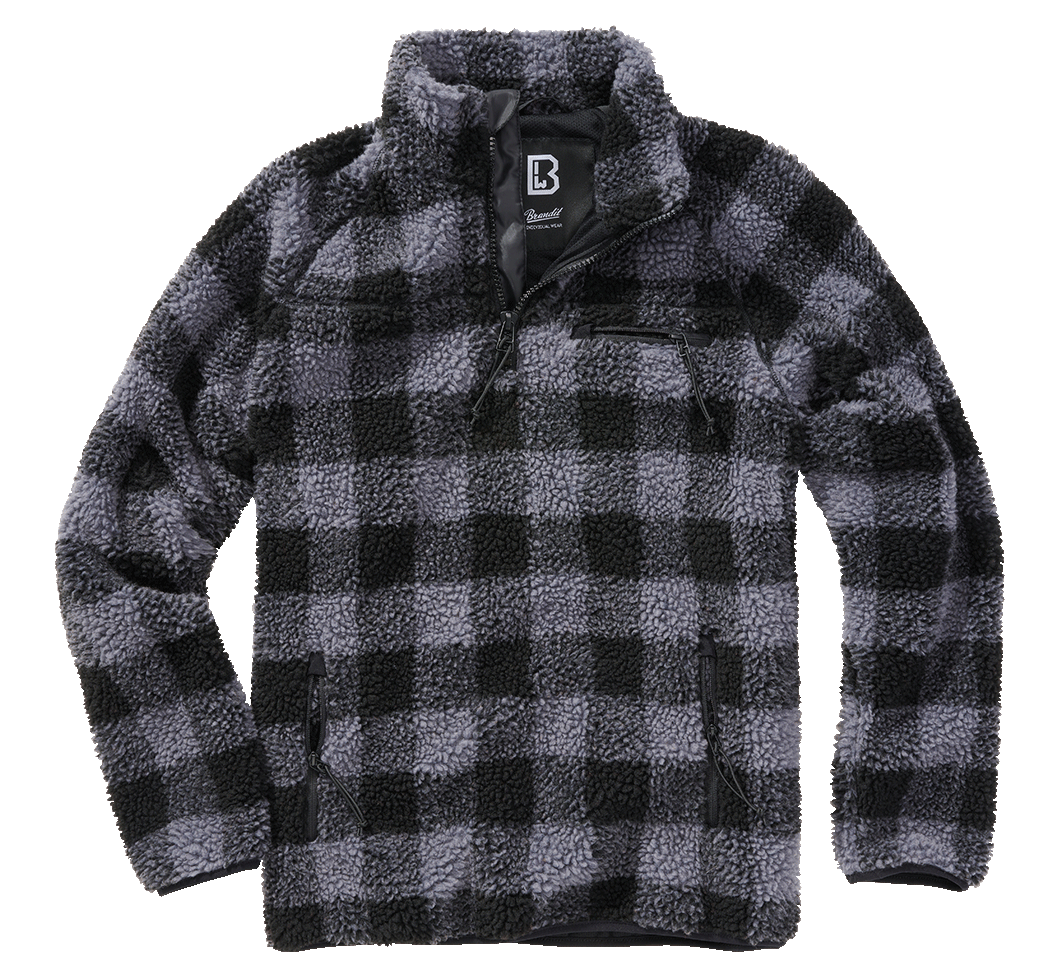 Brandit Teddyfleece Troyer bunda flísová, čierna/sivá