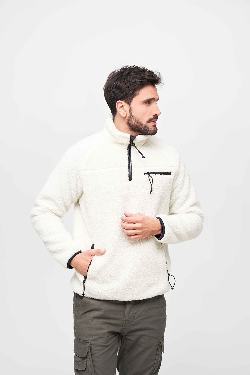 Brandit Teddyfleece Troyer bunda flísová, biela