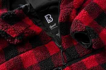 Brandit Worker pullover Teddyfleece, red/black
