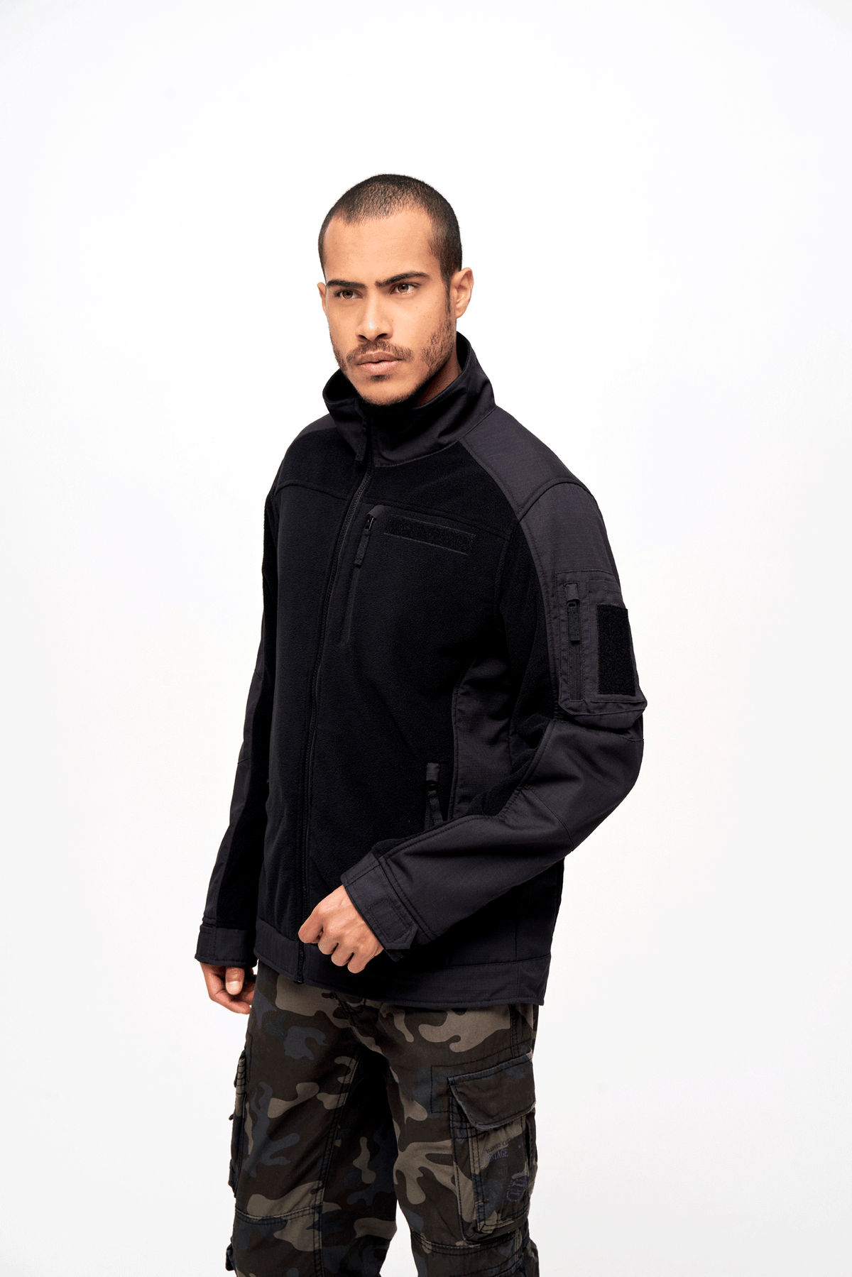 Brandit Fleecejacket bunda Ripstop, čierna