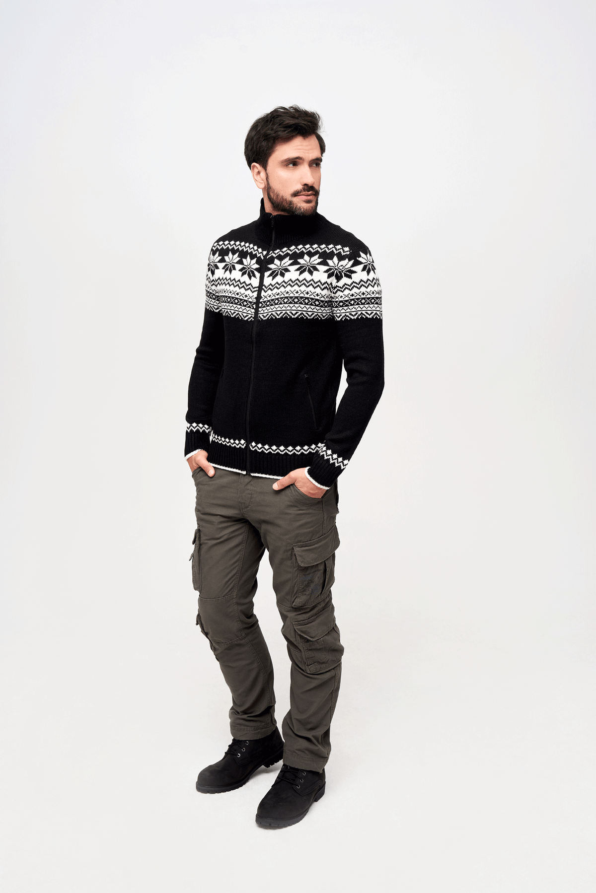 Brandit Norwegian sveter so zapínaním na zips, čierna