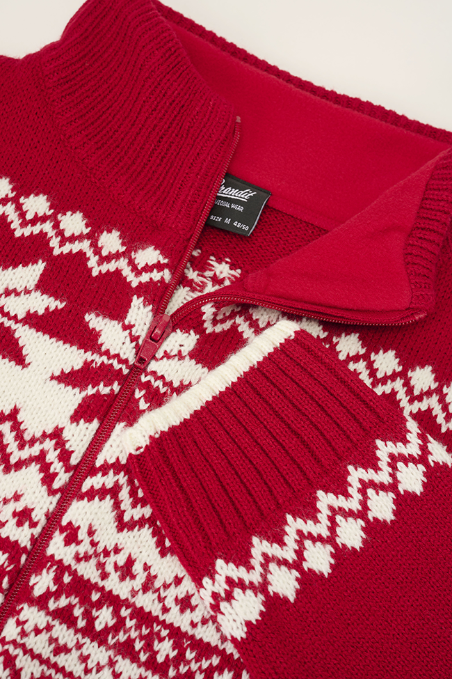 Brandit Norwegian sveter so zapínaním na zips, červená
