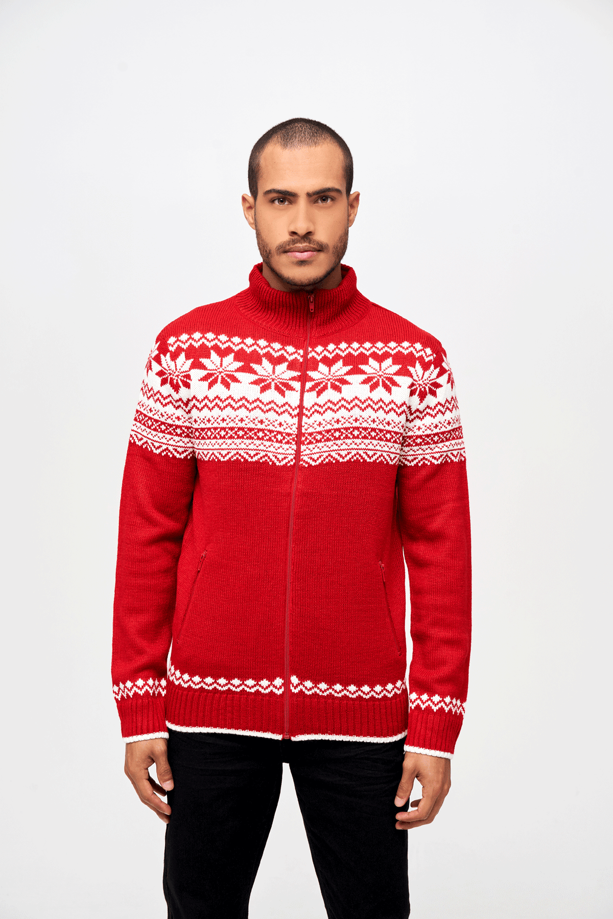 Brandit Norwegian sveter so zapínaním na zips, červená