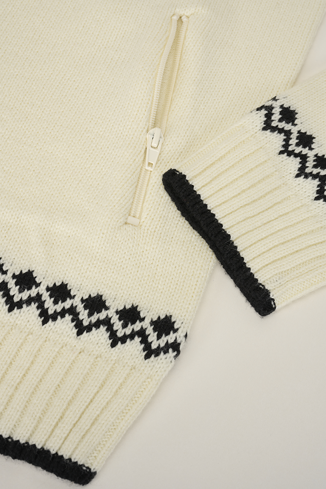 Brandit Norwegian sveter so zapínaním na zips, biela