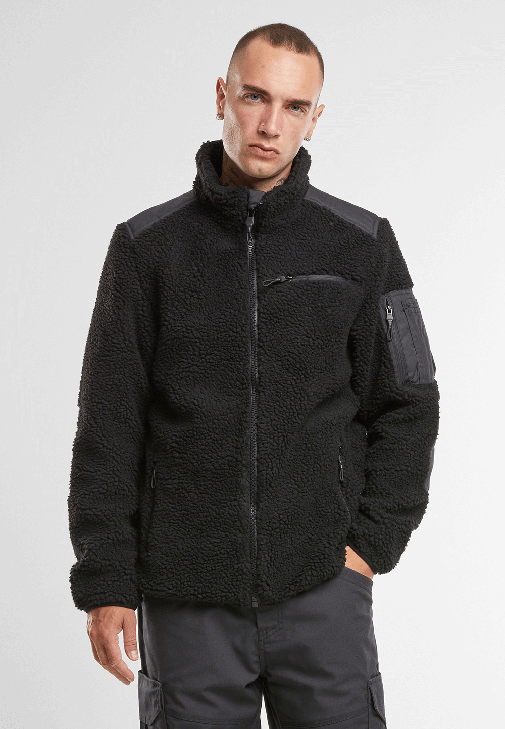 Brandit Ramble pánska bunda flísová Teddyfleece, čierna