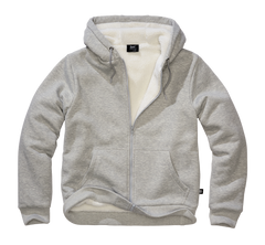 Brandit Sweatjacket Herren-Sweatshirt mit warmem Futter Teddylining, grau meliert
