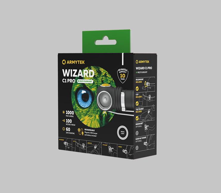 Armytek Wizard C1 Pro Magnet USB Rechargeable Headlamp 1440 55 g, White, 1000 lm