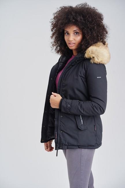 Navahoo Laura damen Winterjacke mit Kapuze, schwarz