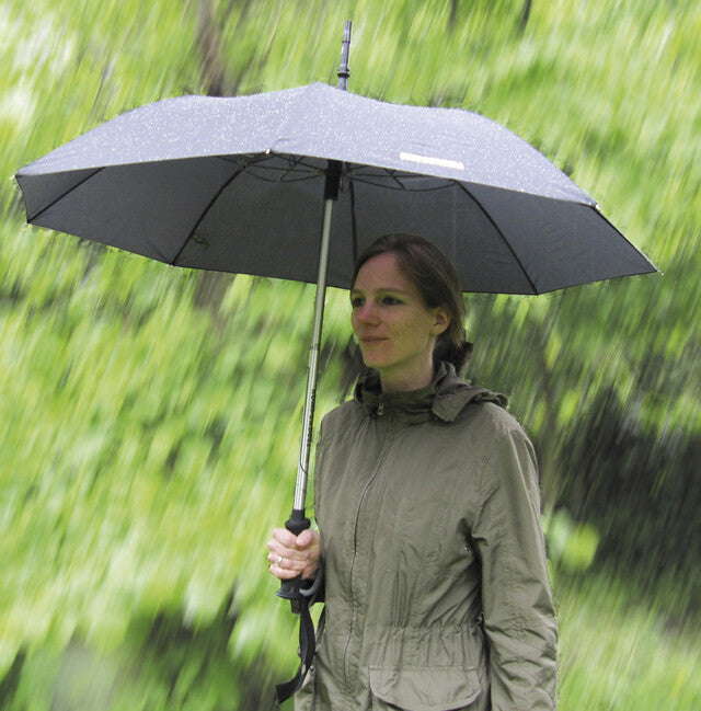 EuroSchirm Komperdell kombi-trekkingstock mit regenschirm, schwarz
