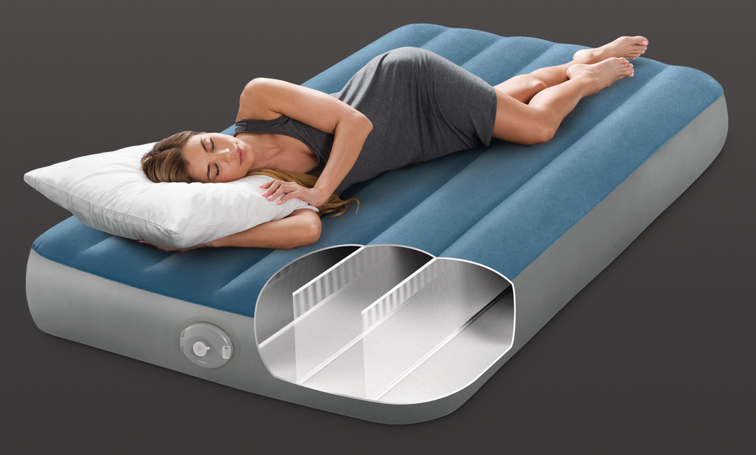Intex Inflatable Bed Twin Prestige Downy with Rechargeable Pump