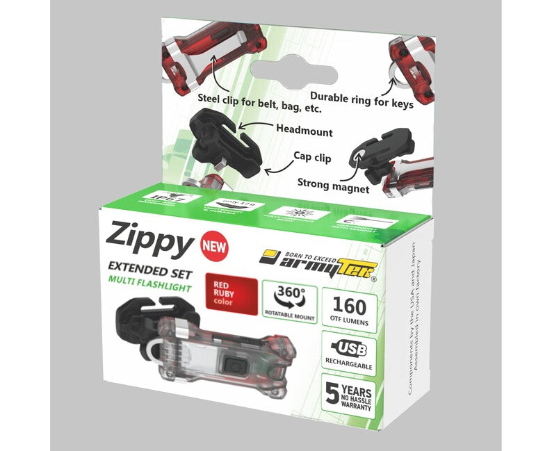 ArmyTek Zippy ES led-taschenlampe und schlüsselbund-set, rot