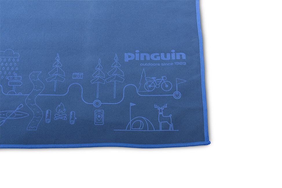 Pinguin Micro Handtuch Karte 60 x 120 cm, blau