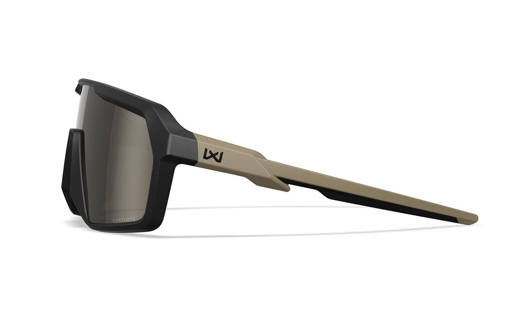 Wiley X Citadel Sunglasses, Captivate Tungsten Mirror/Matte Black/Tan