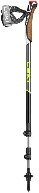 LEKI Traveller Alu Nordic Walking Stöcke, schwarz-silber-grau-neongelb, 90 - 130 cm